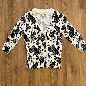 White House Black Market Floral Cardigan